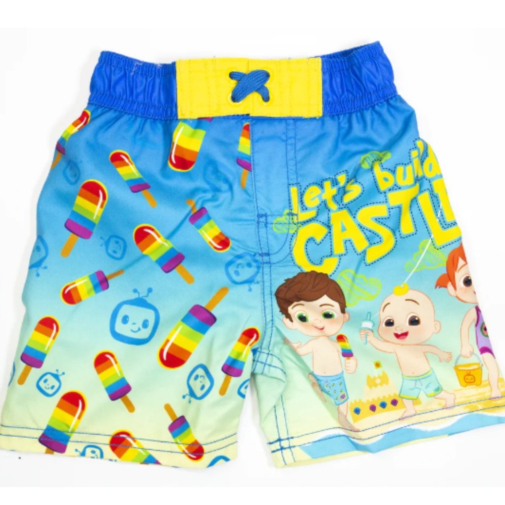 CoComelon "Let's Build A Castle" Toddler Swim Trunks ~Sizes 4T-5T